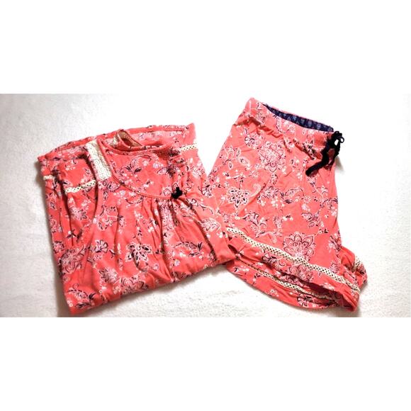 Croft Barrow Womens Sleep Set L Sleeveless Top Pajama Shorts Lounge Floral Fairy - Picture 3 of 12